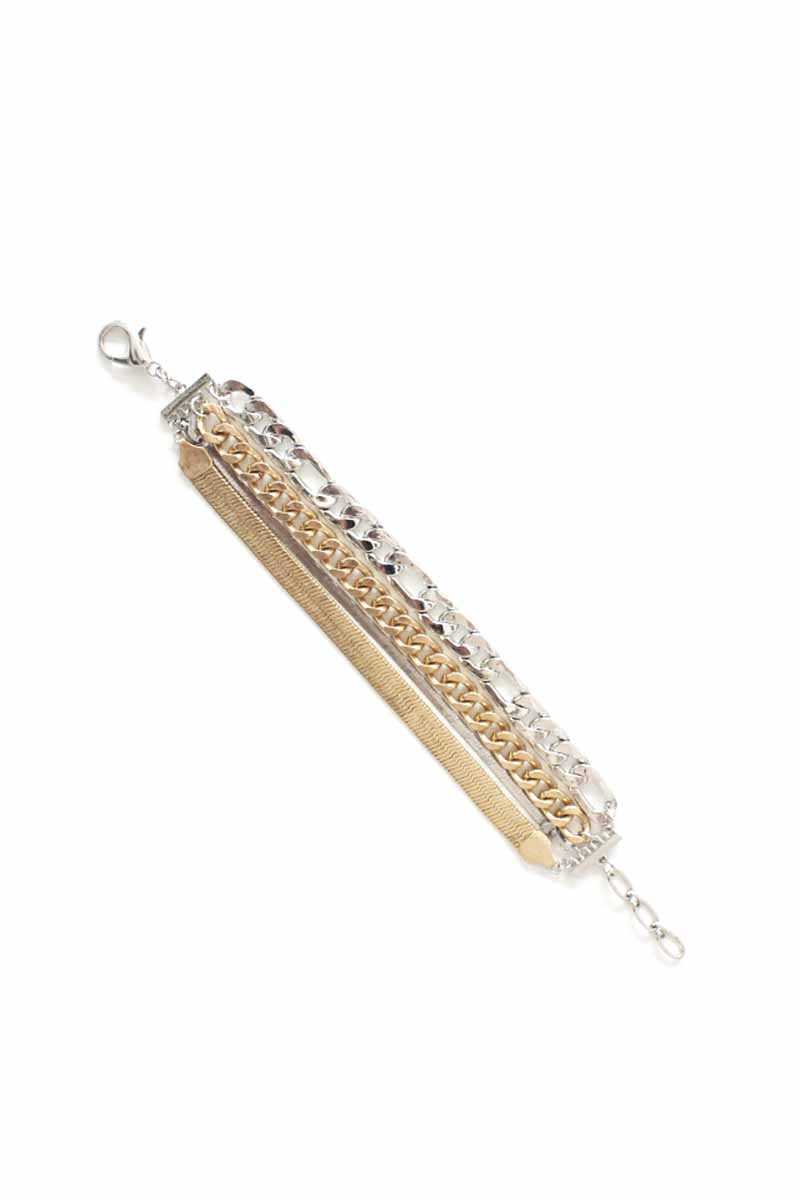 Bracelet à 3 couches avec chaîne en métal