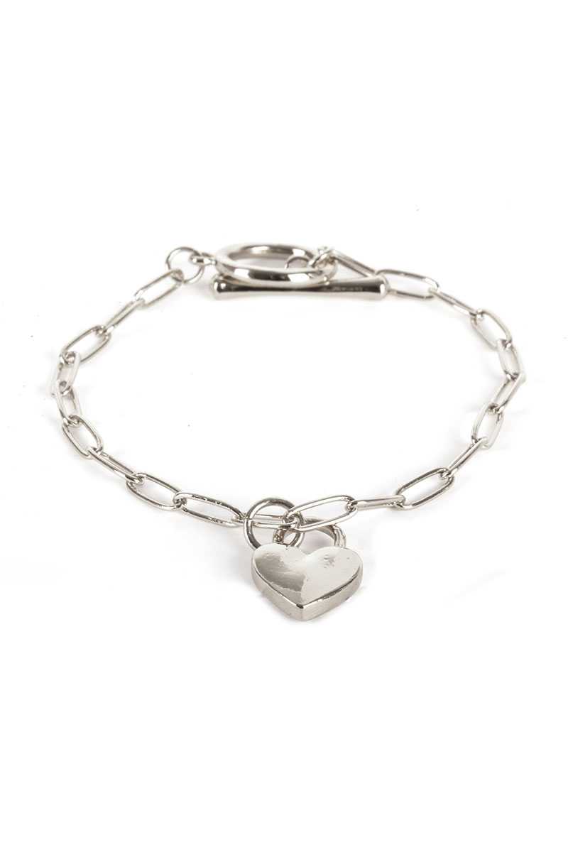 Bracelet à breloques avec trombone en métal et serrure en forme de cœur