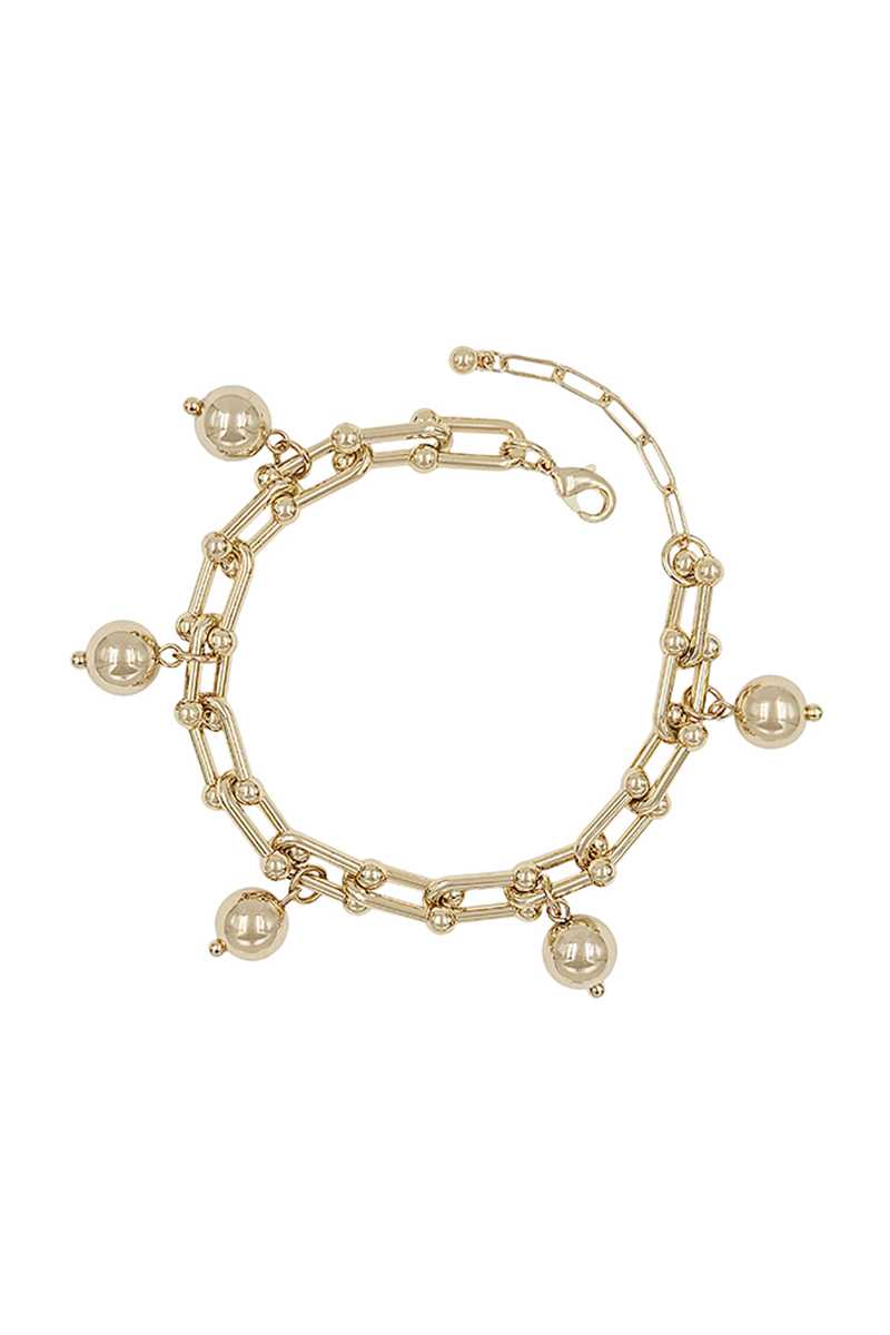Bracelet à breloques boule en chaîne en U en métal