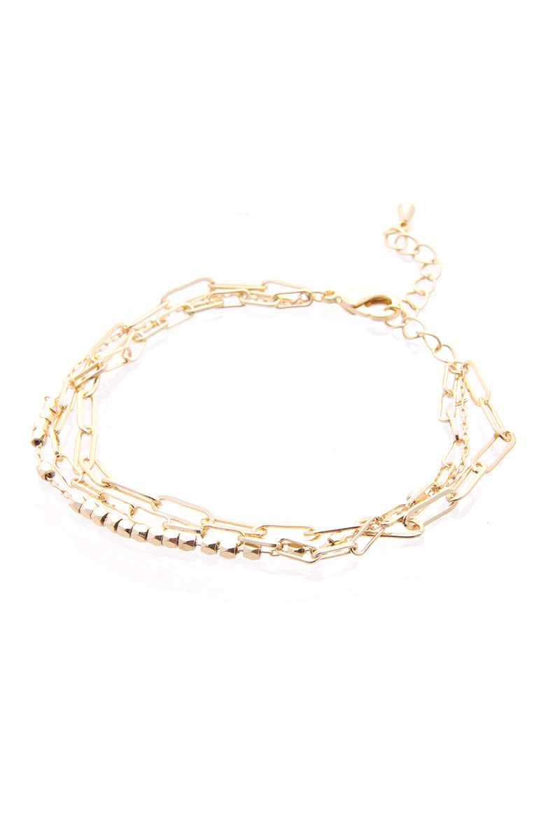 Bracelet à chaîne multi-métal à 3 couches