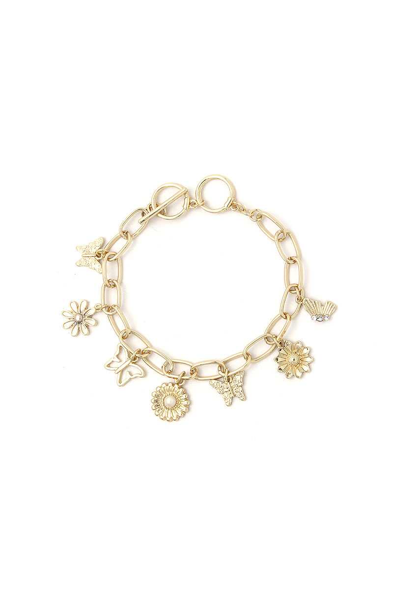 Bracelet à la mode avec fleurs et papillons