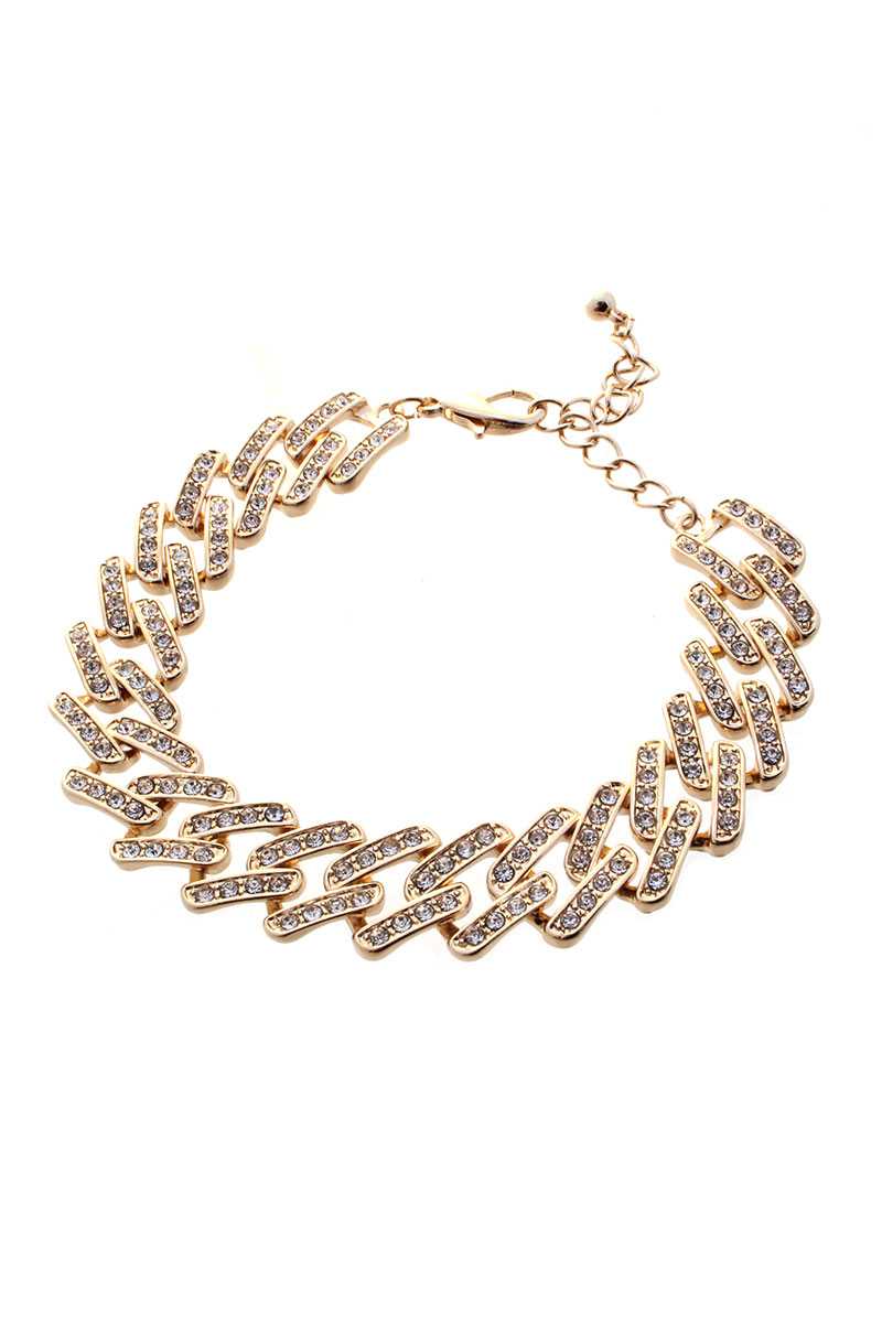Bracelet à maillons en métal avec gros clous en strass
