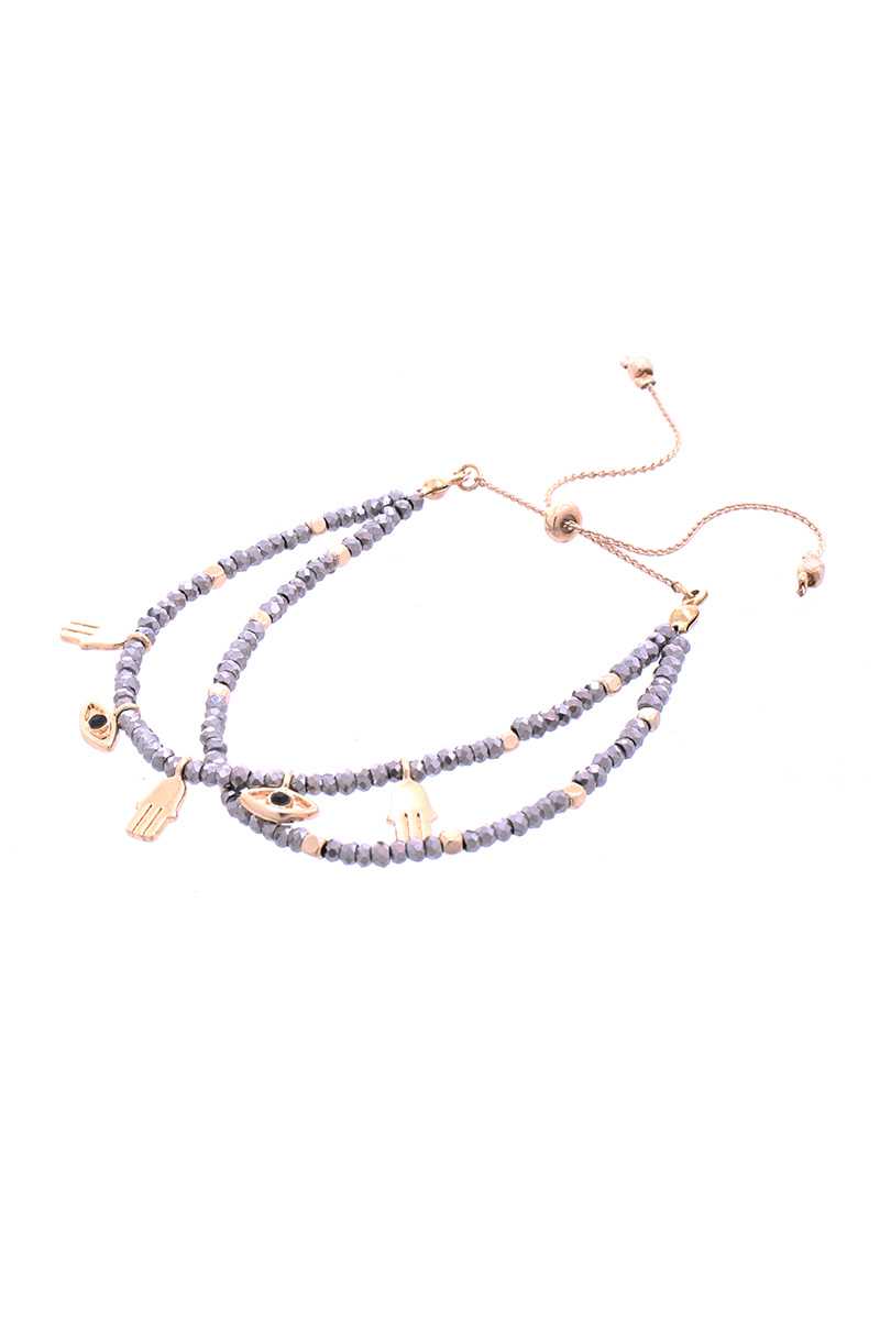 Bracelet de perles de verre à breloque Hamsa