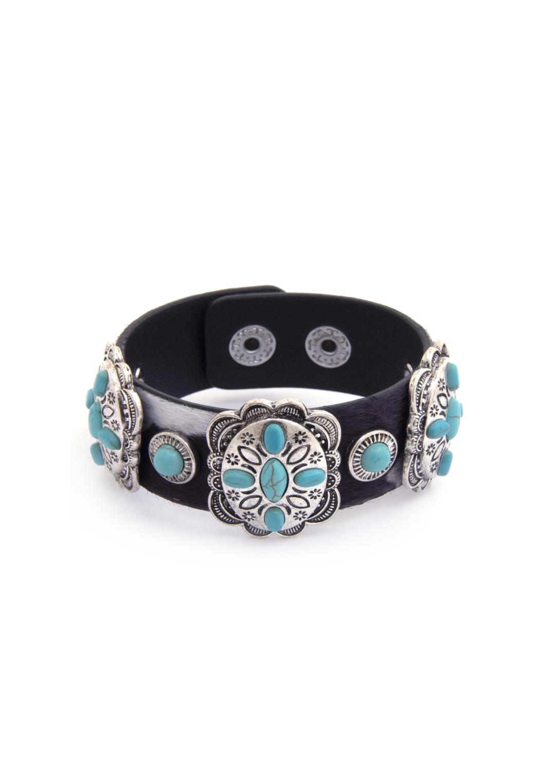 Bracelet en fausse fourrure concho western Rodeo