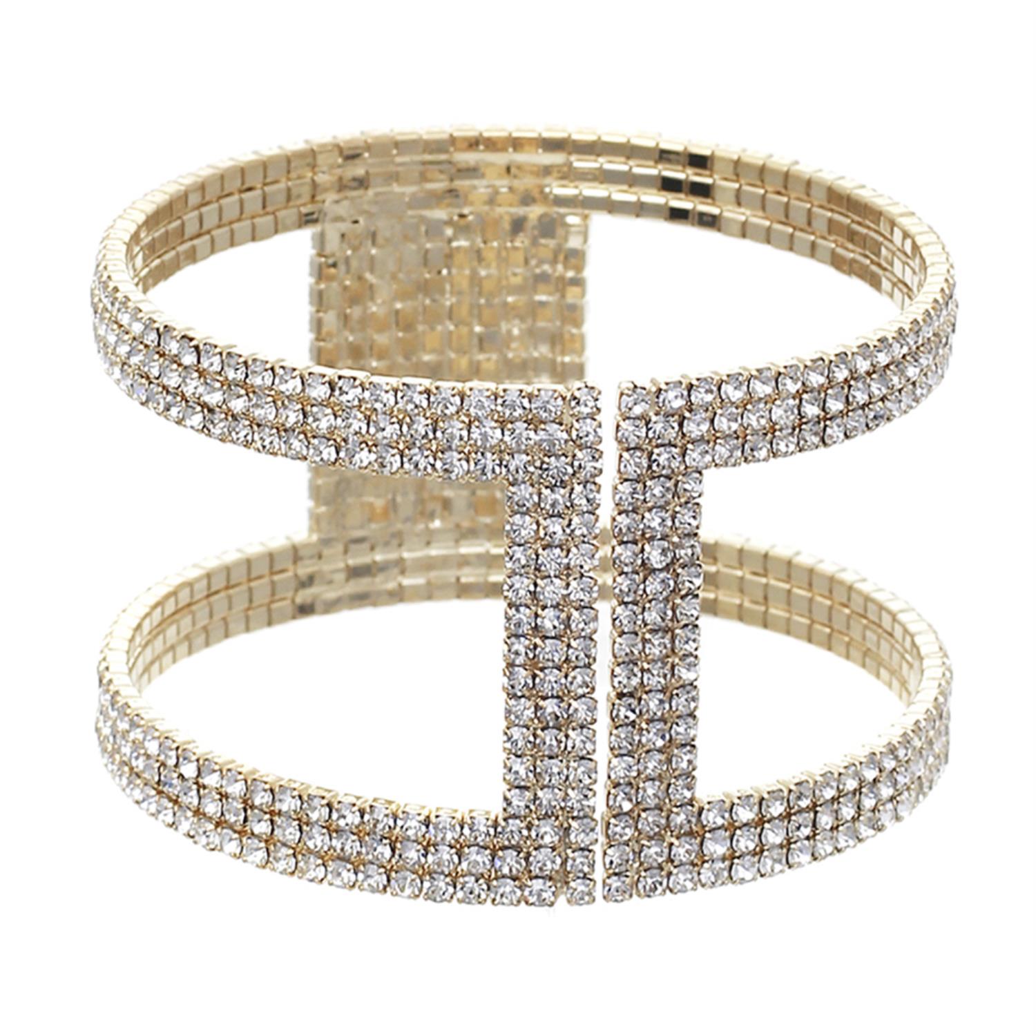 Bracelet en fil à mémoire de forme en strass I