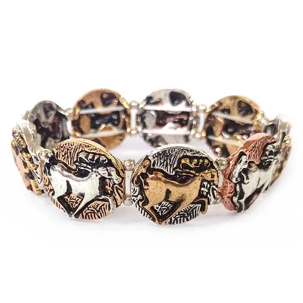 Bracelet en métal avec pièce de cheval