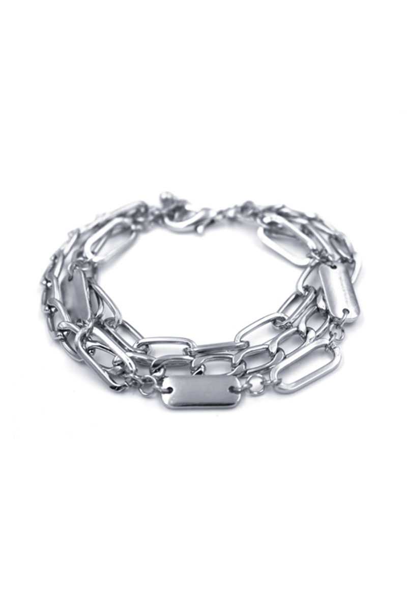 Bracelet en métal superposé à maillons ovales
