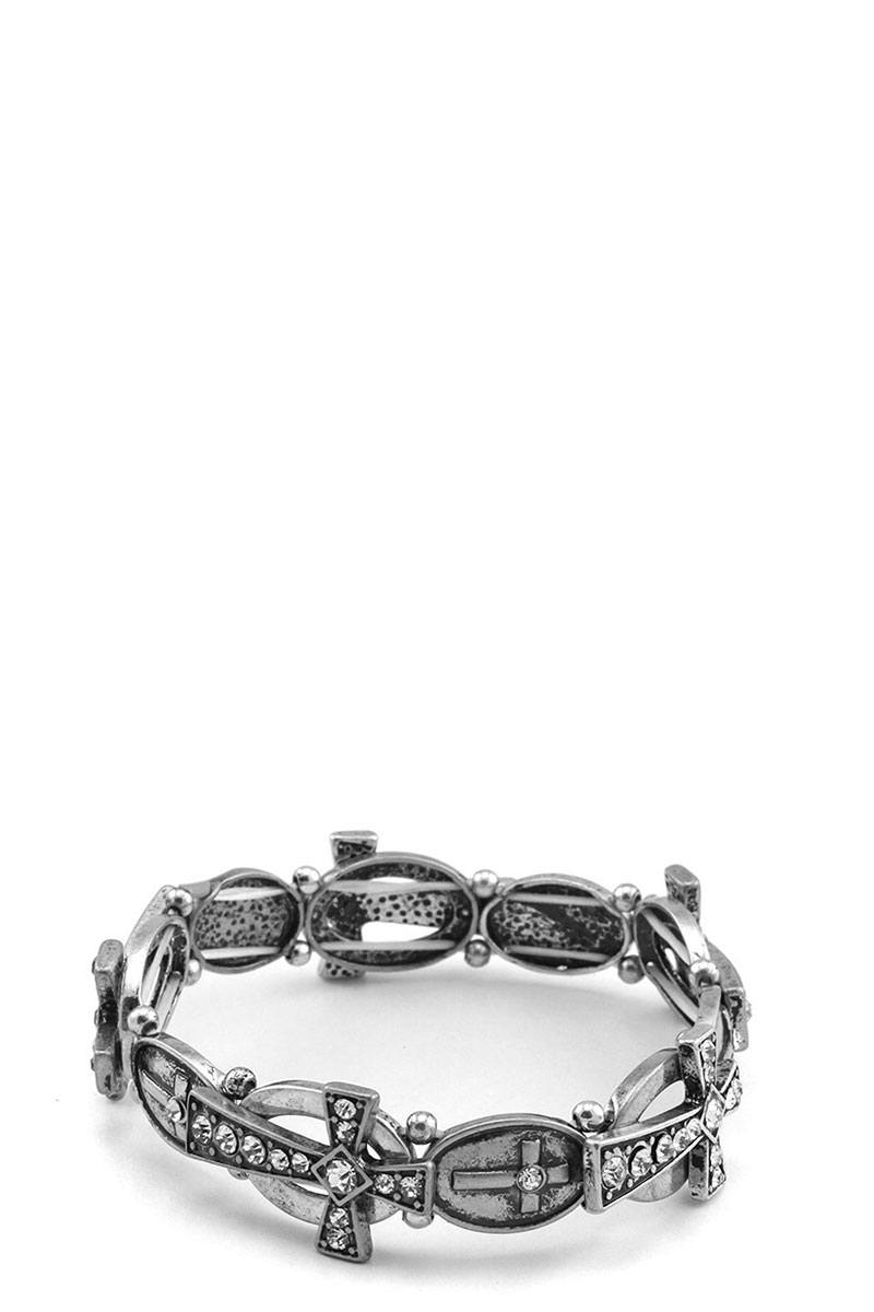 Bracelet extensible avec croix en strass