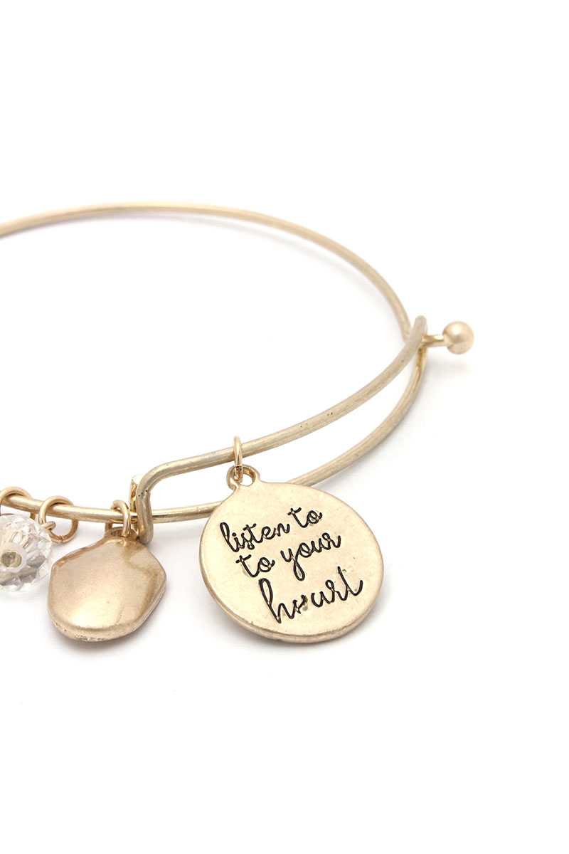 Bracelet jonc inspirant avec breloques de baseball