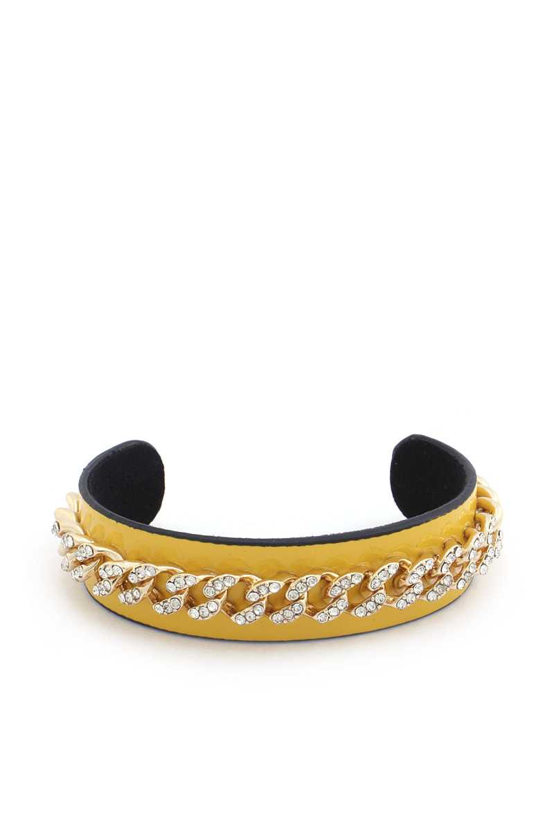 Bracelet manchette à maillons cubains avec bord en strass