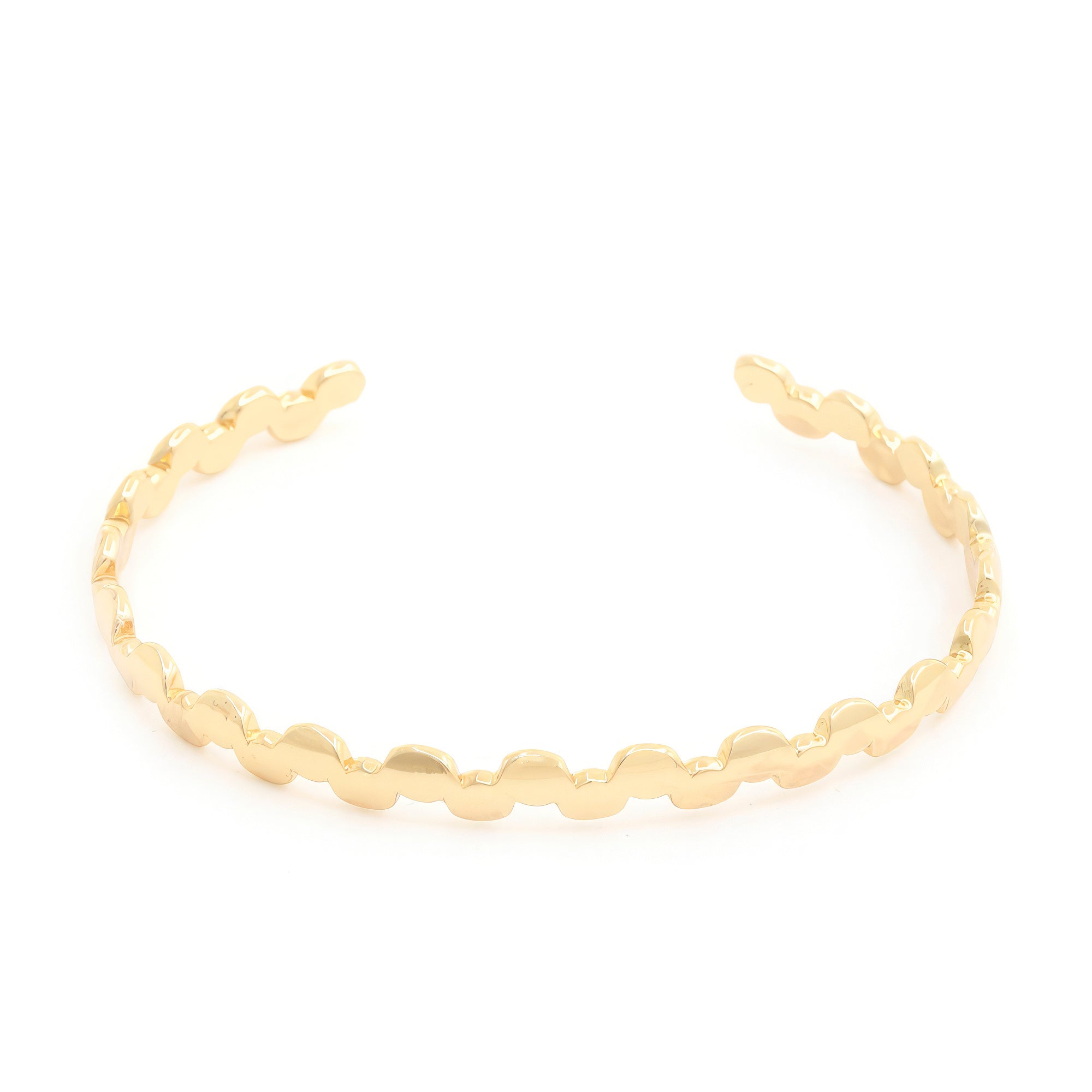 Bracelet manchette en métal à maillons circulaires