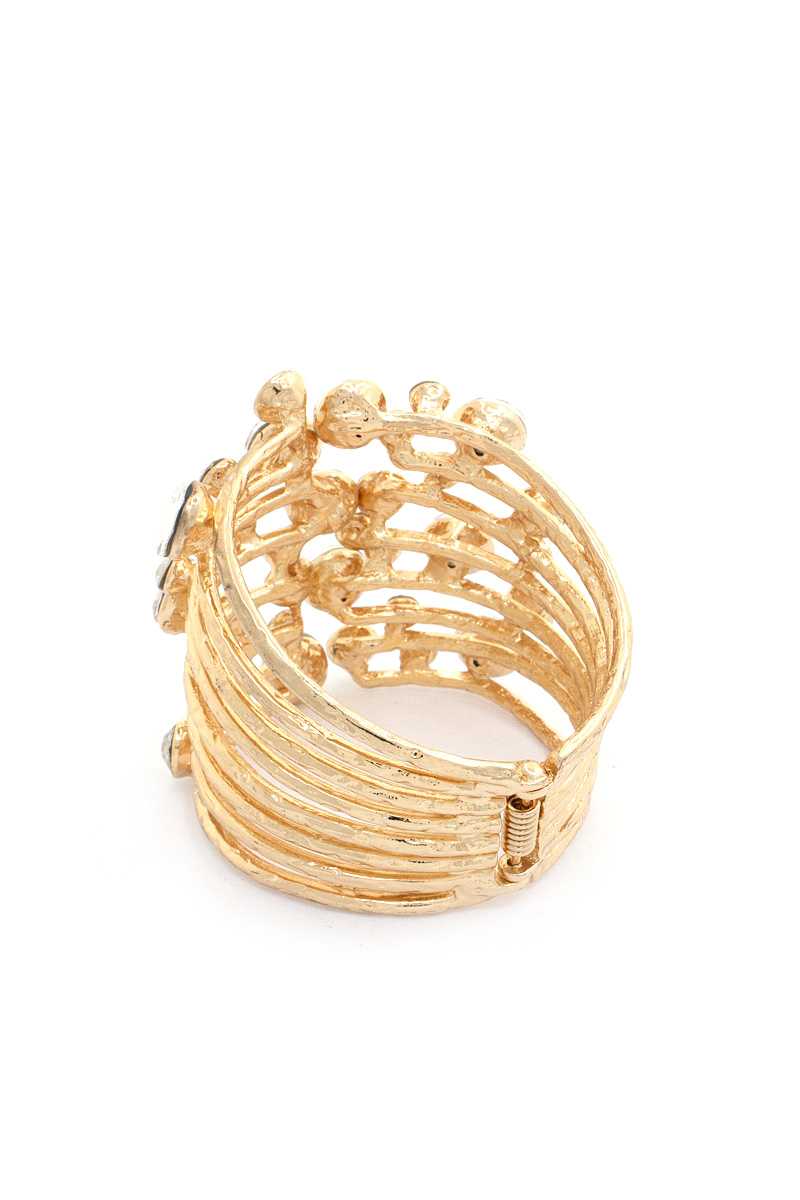 Bracelet manchette en métal strass
