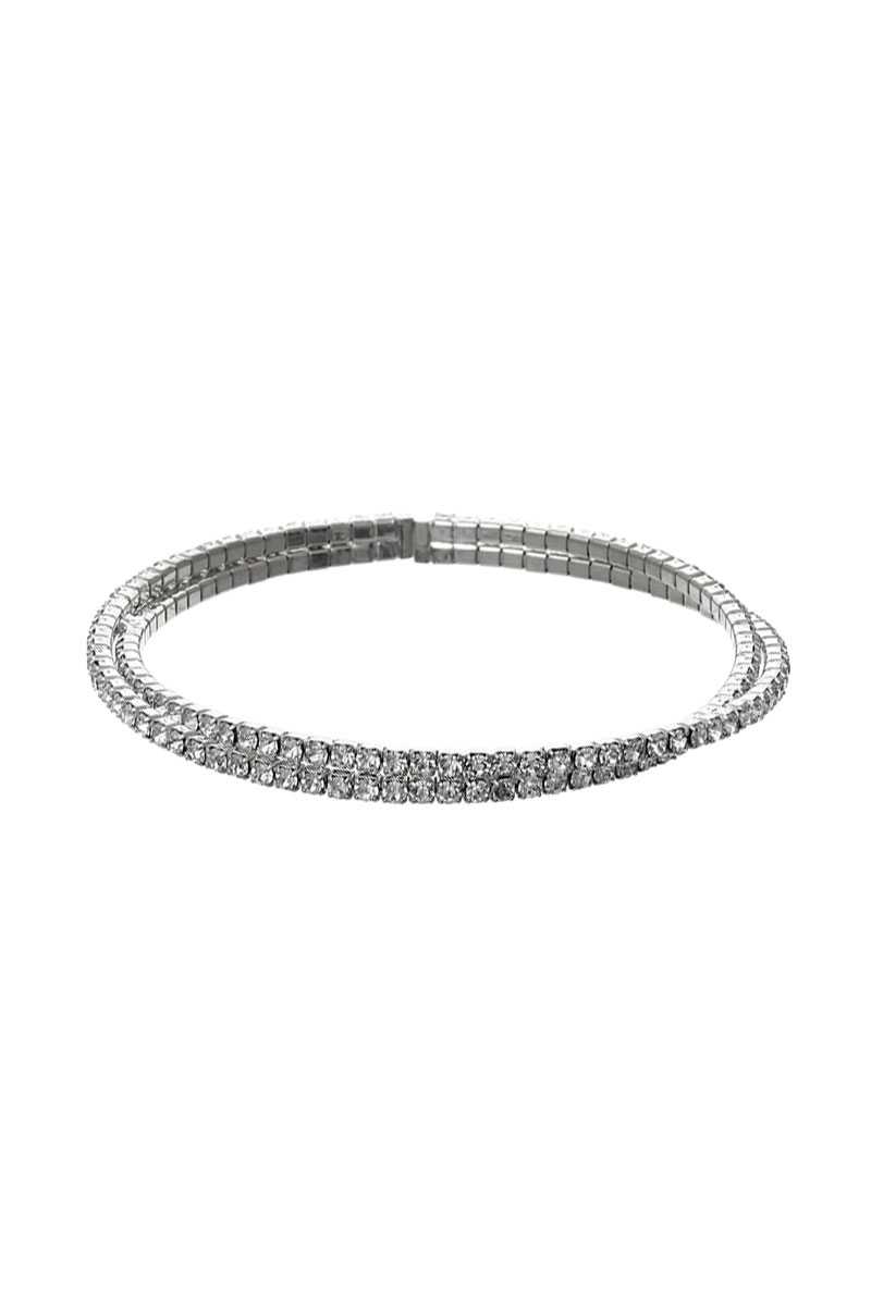 Bracelet manchette en strass doublé pavé