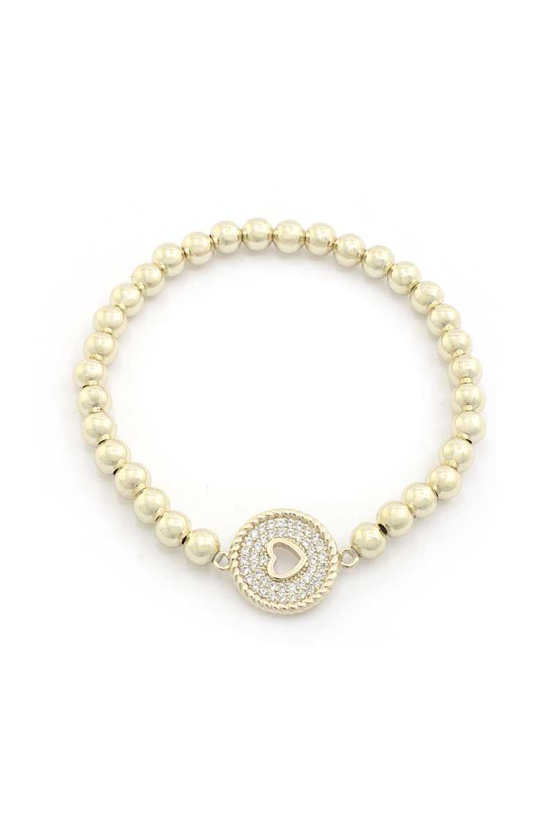 Bracelet perlé en strass cœur