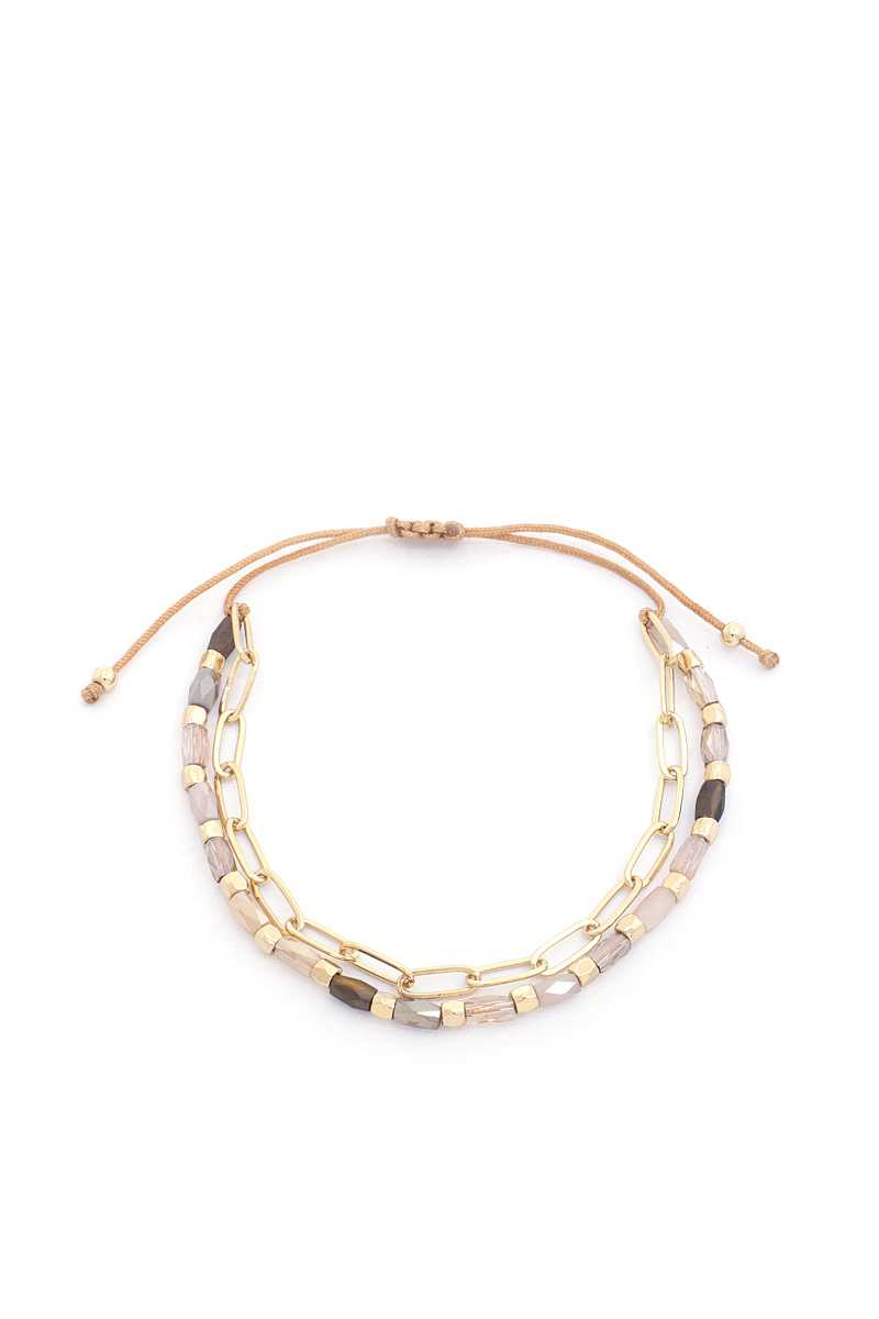 Bracelet réglable à maillons ovales perlés
