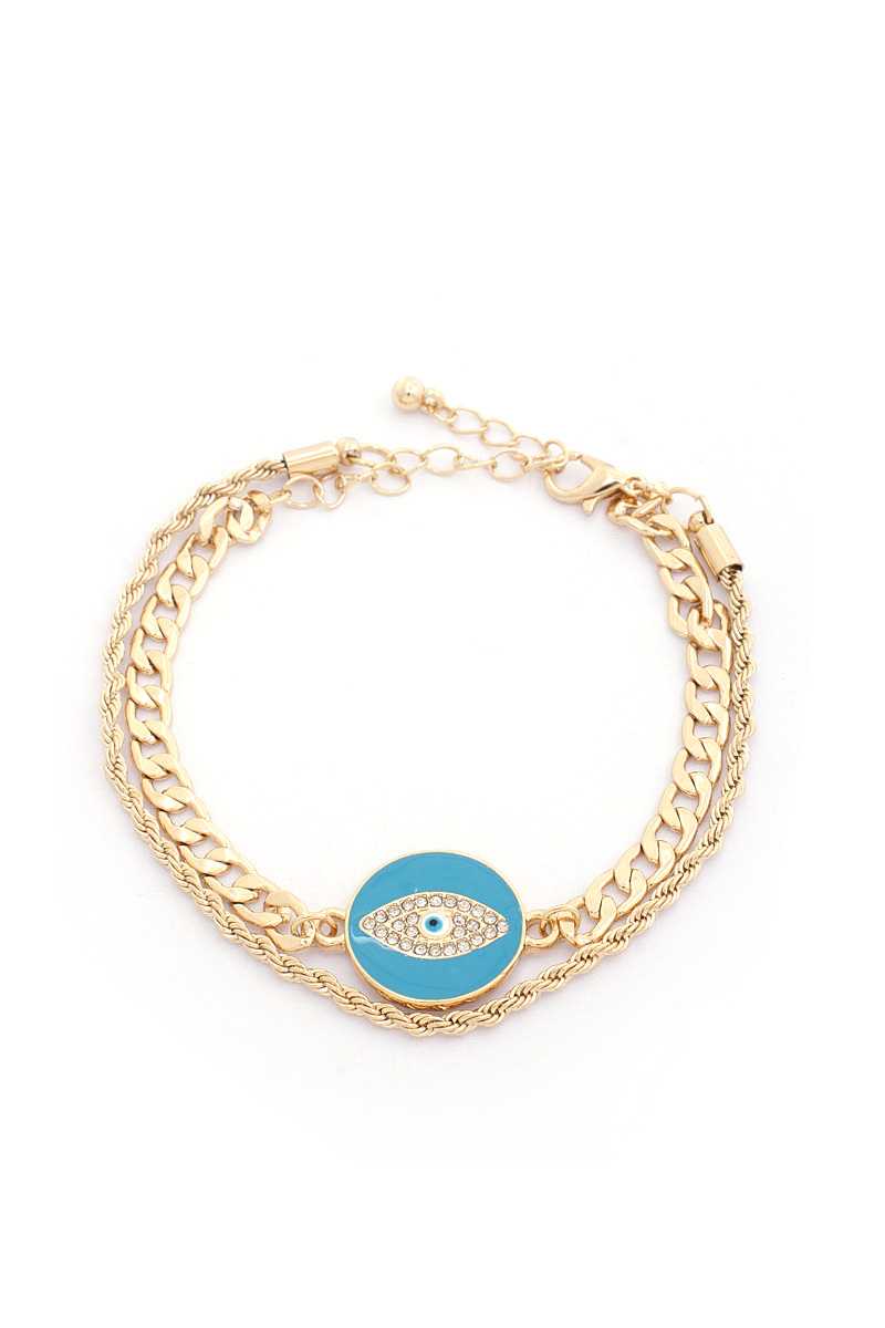 Bracelet superposé à maillons gourmette mauvais œil