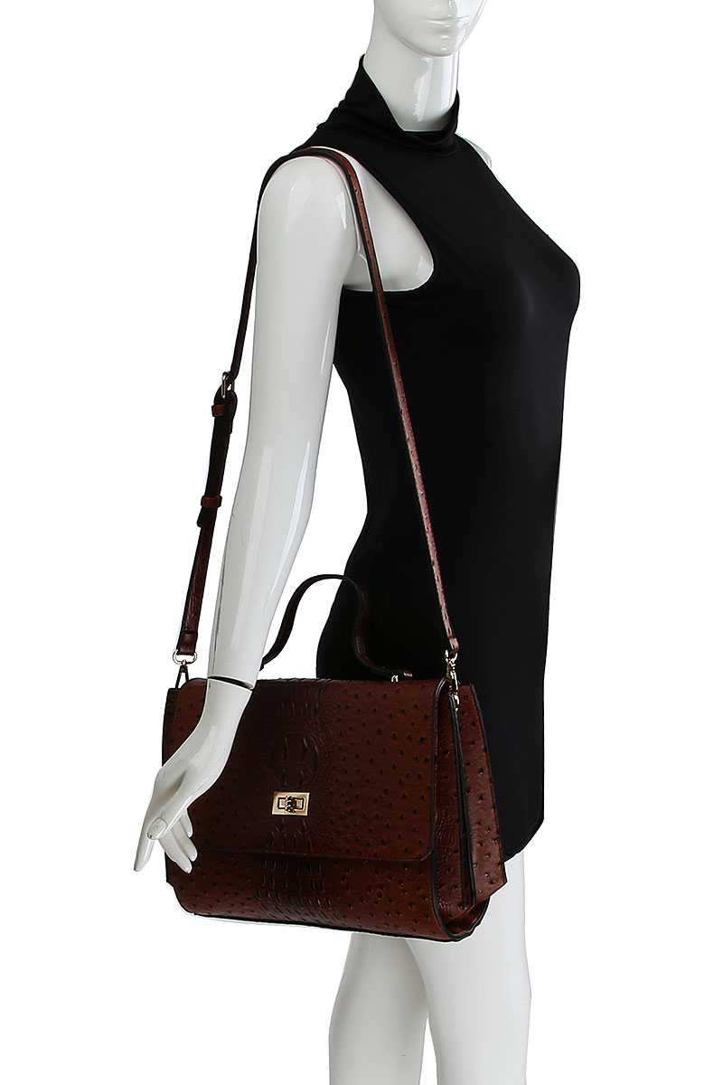 Cartable à motif croco de mode moderne avec longue sangle