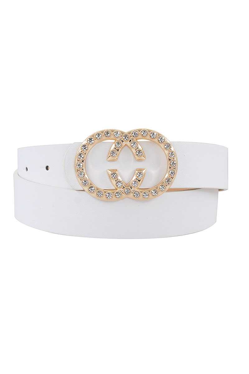 Ceinture à boucle à double anneau en strass tendance