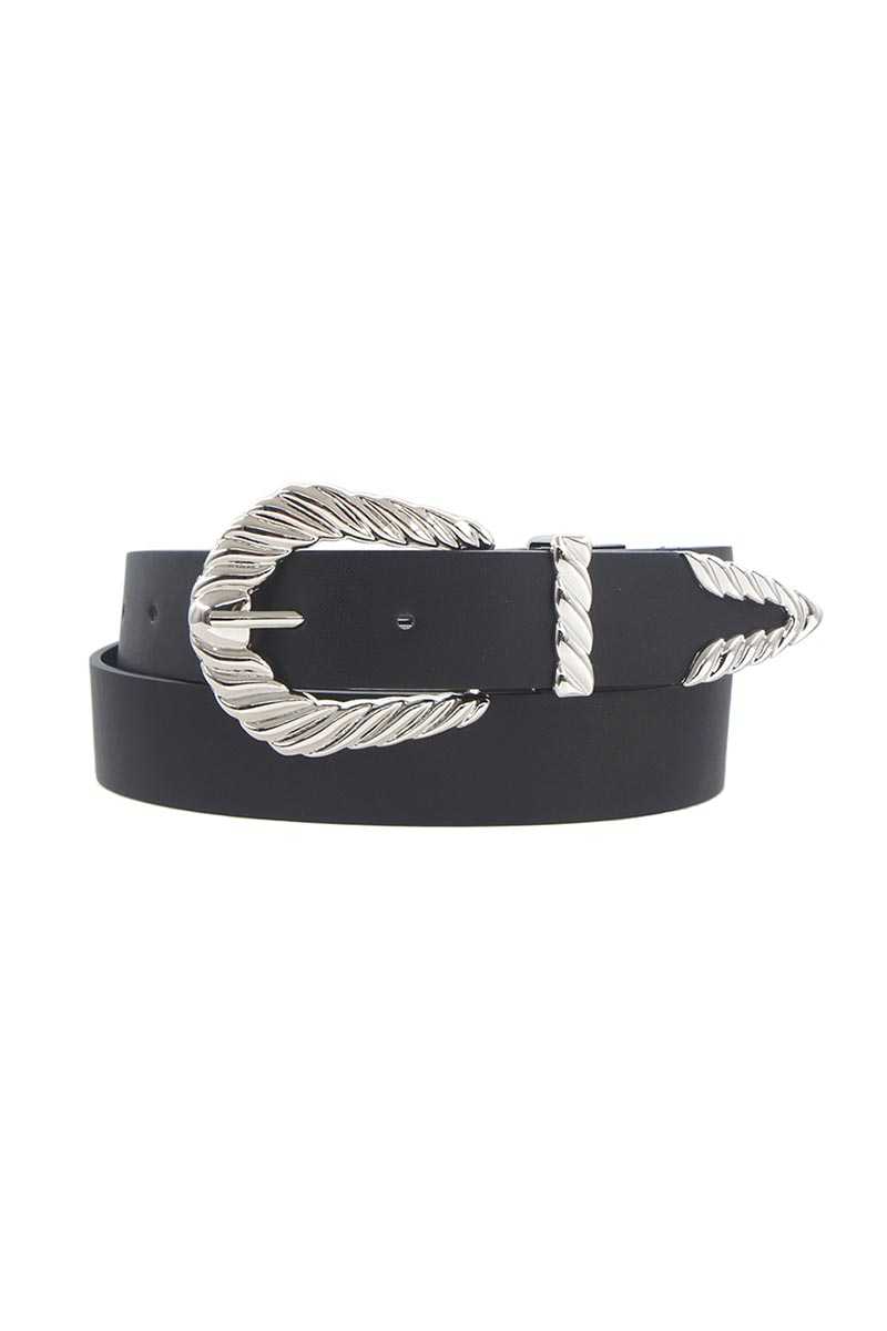 Ceinture à boucle en argent tectured aux crevettes