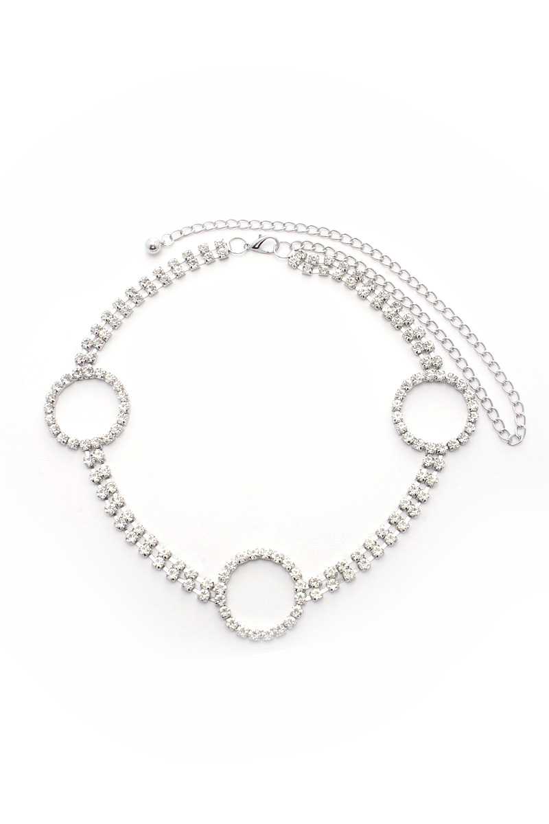 Ceinture à chaîne en strass à 2 lignes circulaires