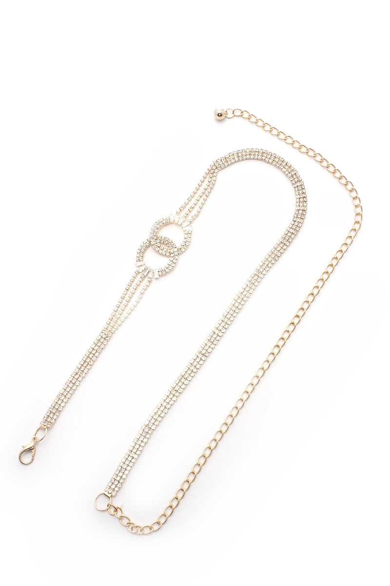 Ceinture à chaîne en strass à double cercle