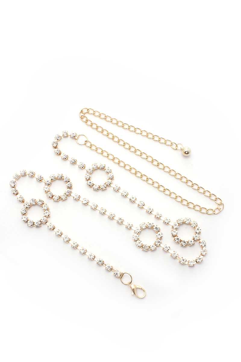 Ceinture à chaîne en strass à maillons circulaires