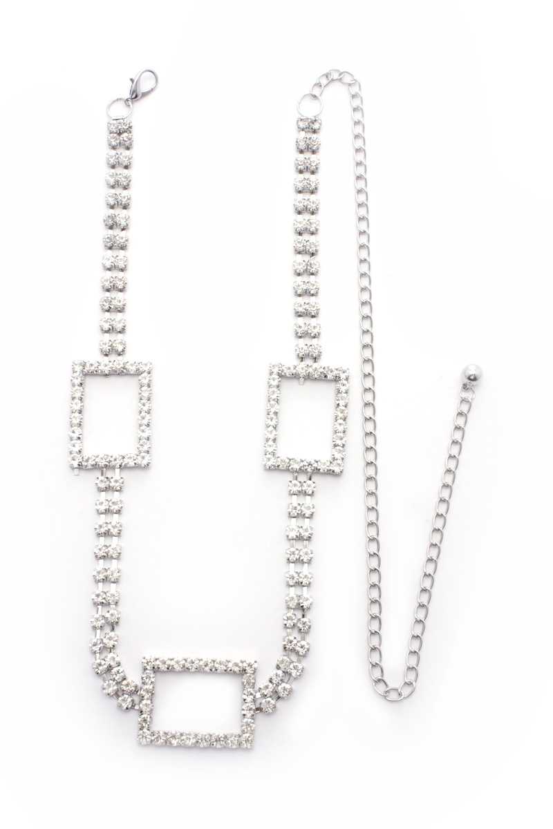 Ceinture à chaîne rectangulaire en strass