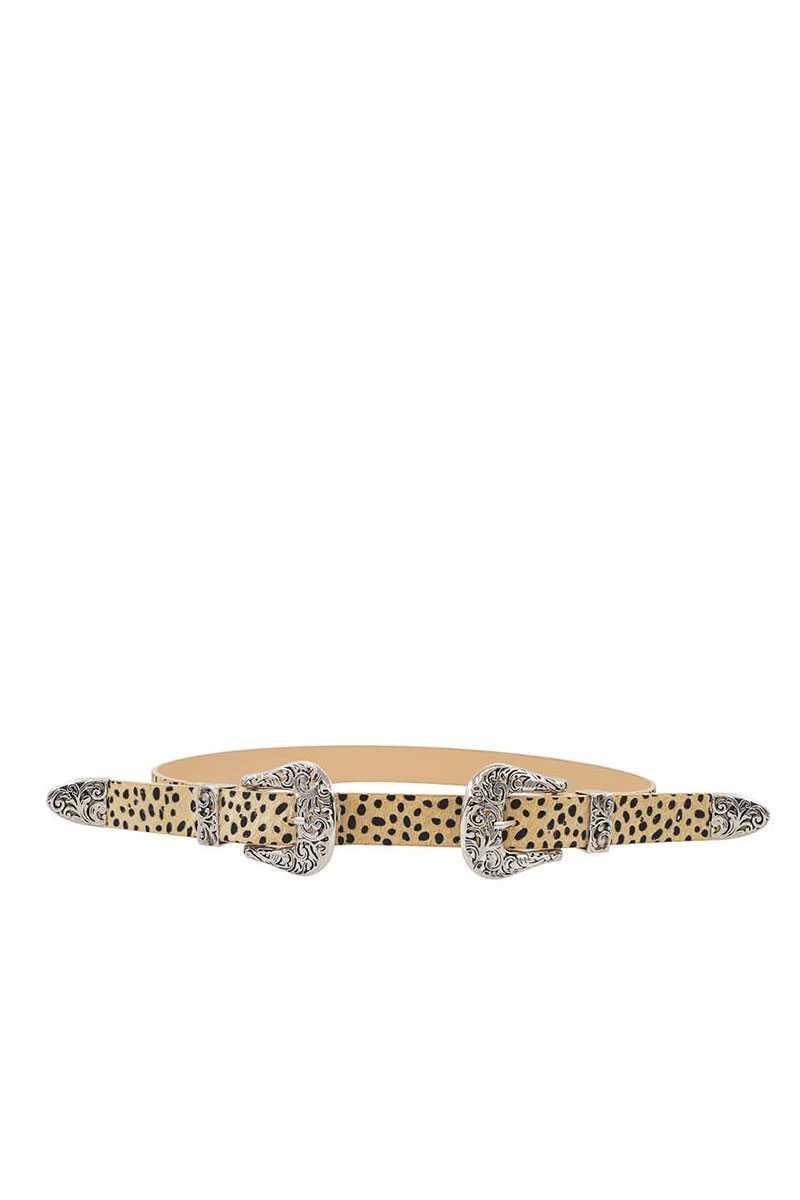 Ceinture à double boucle léopard élégante et tendance