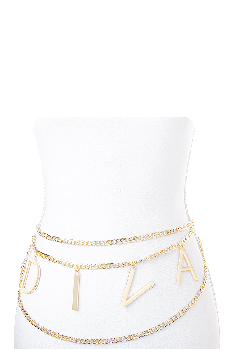 Ceinture Diva avec couche métallique à maillons de chaîne à la mode
