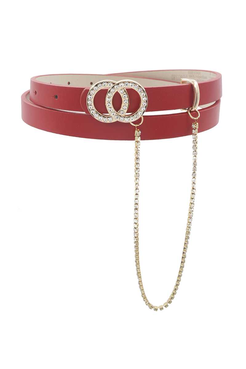 Ceinture double cercle en strass avec boucle en strass