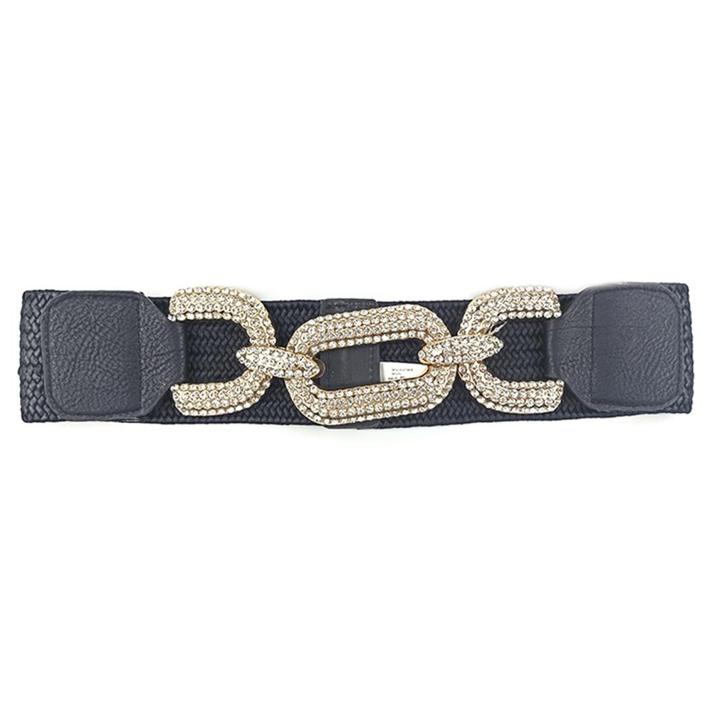 Ceinture élastique à boucle en strass