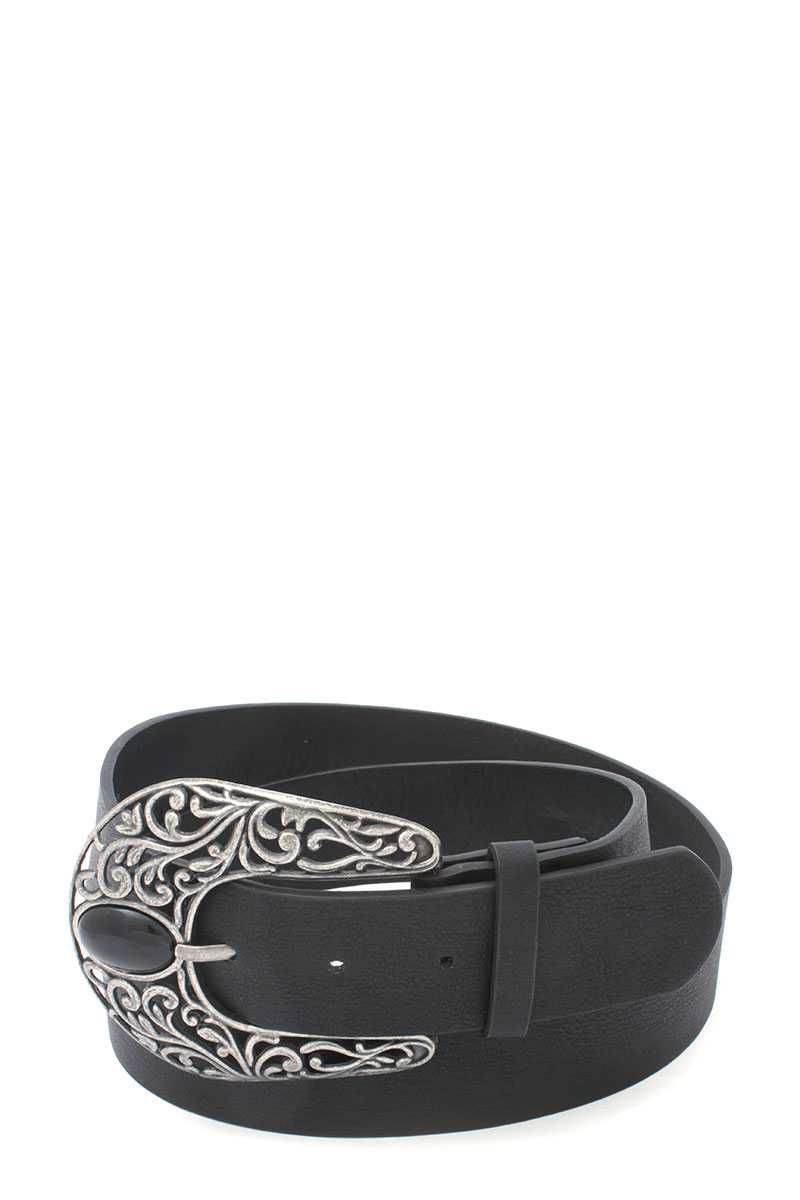 Ceinture en cuir PU avec boucle en métal découpée Filiree