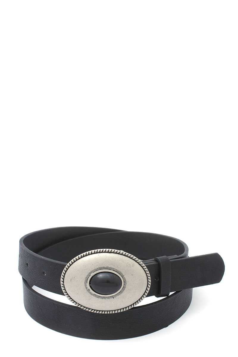 Ceinture en cuir PU avec boucle en métal de forme ovale