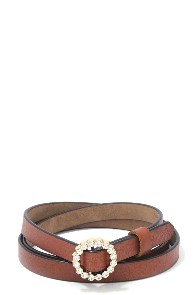 Ceinture en cuir Pu avec boucle en strass