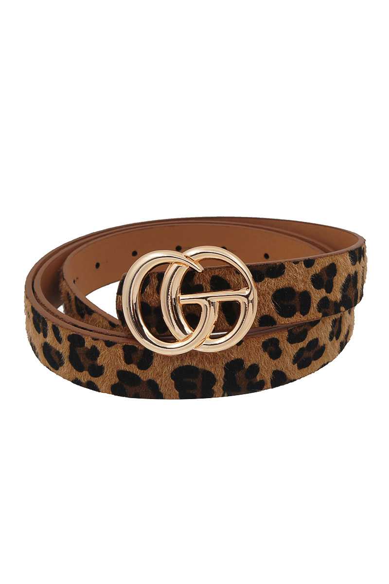 Ceinture en fourrure léopard tendance