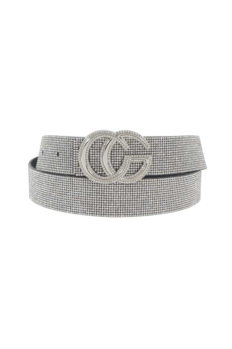 Ceinture en strass avec boucle en métal et strass