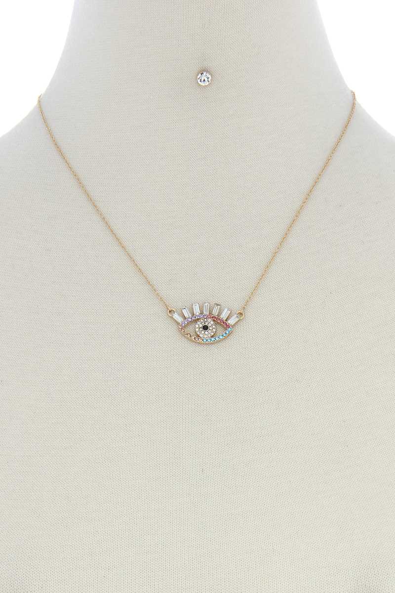 Collier à breloques œil en strass