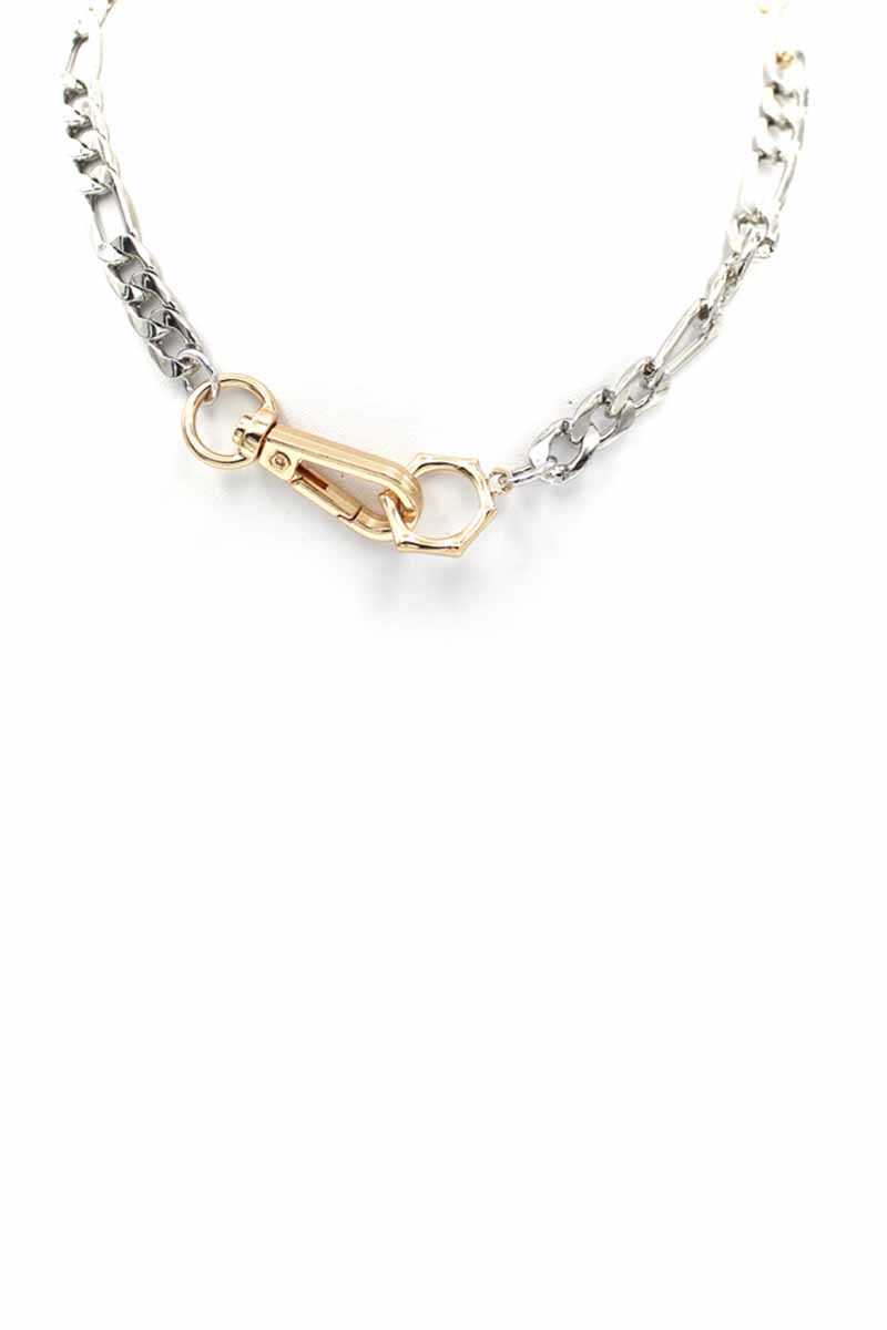 Collier à chaîne en métal bicolore