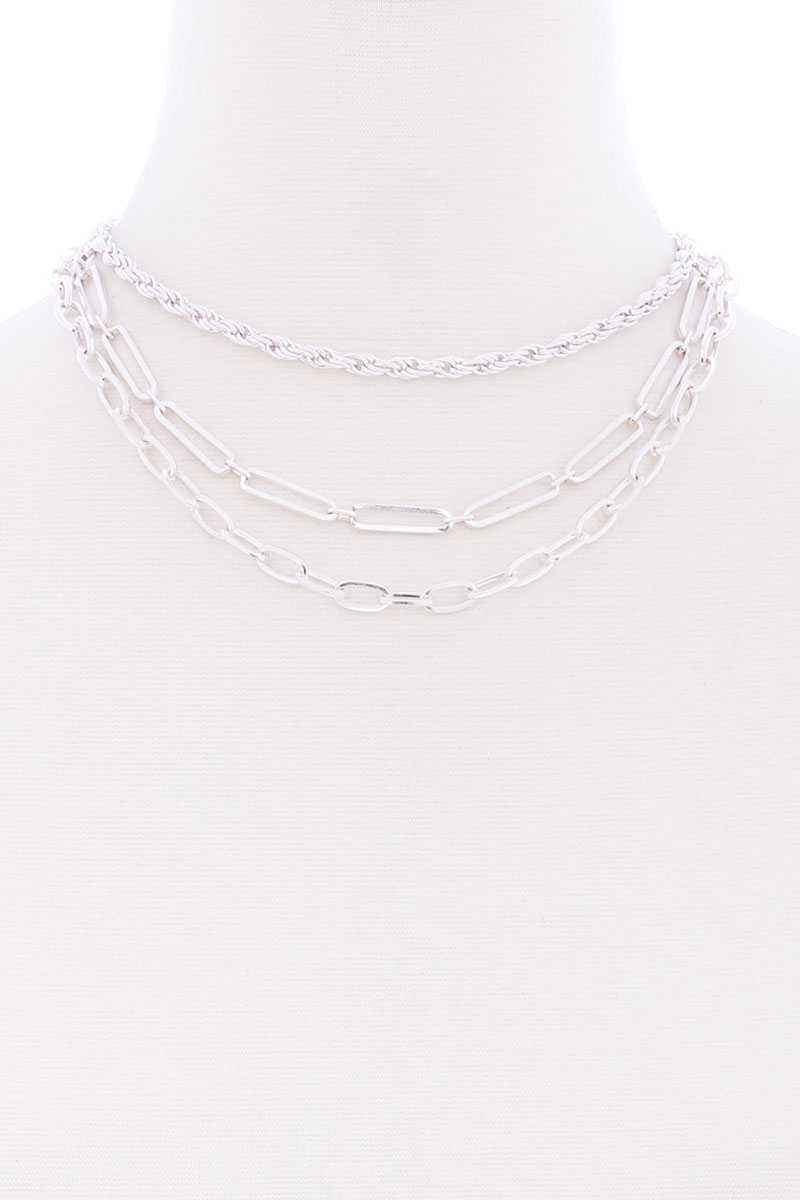 Collier à chaîne multi-métal à 3 couches