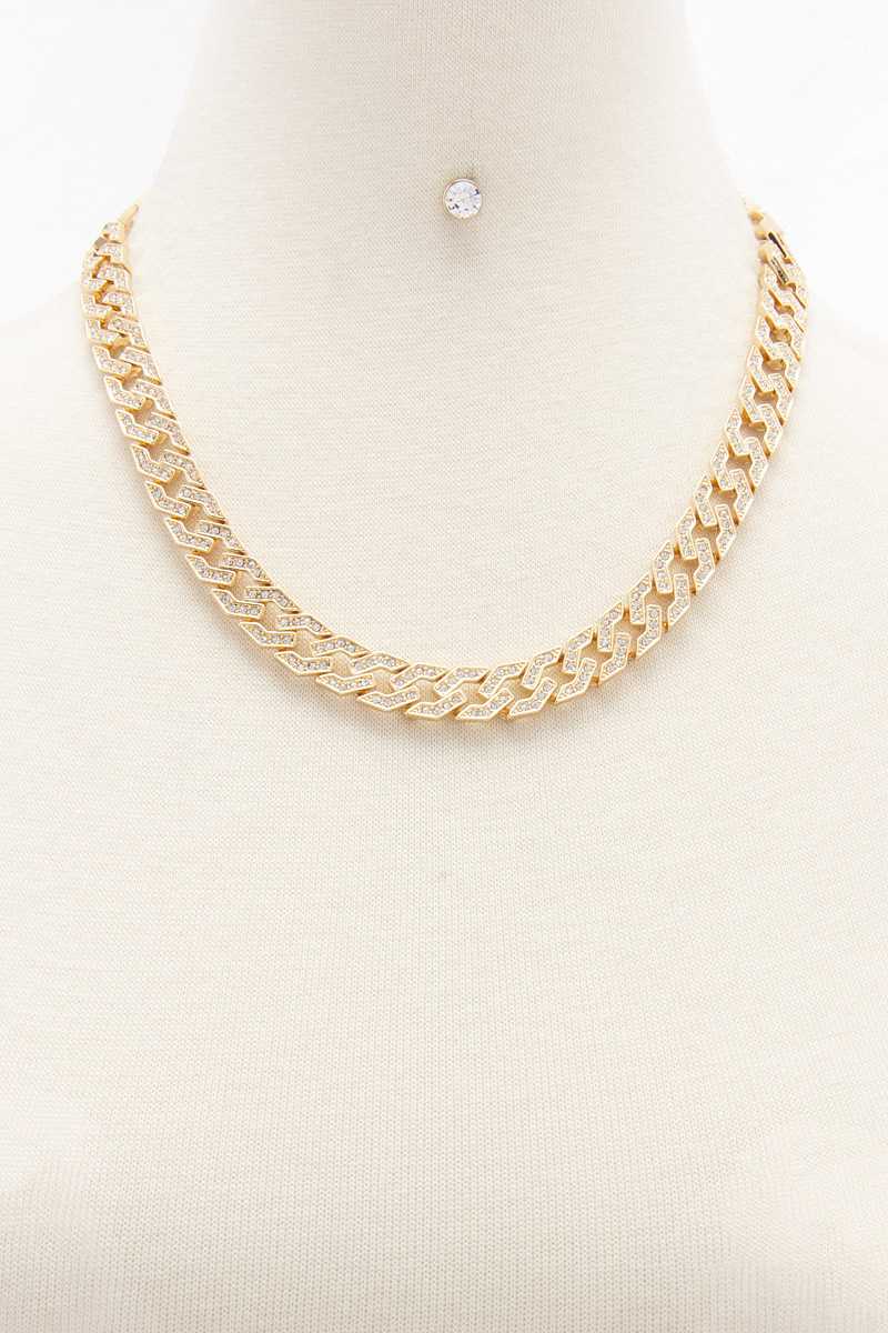 Collier à maillons hexagonaux en strass