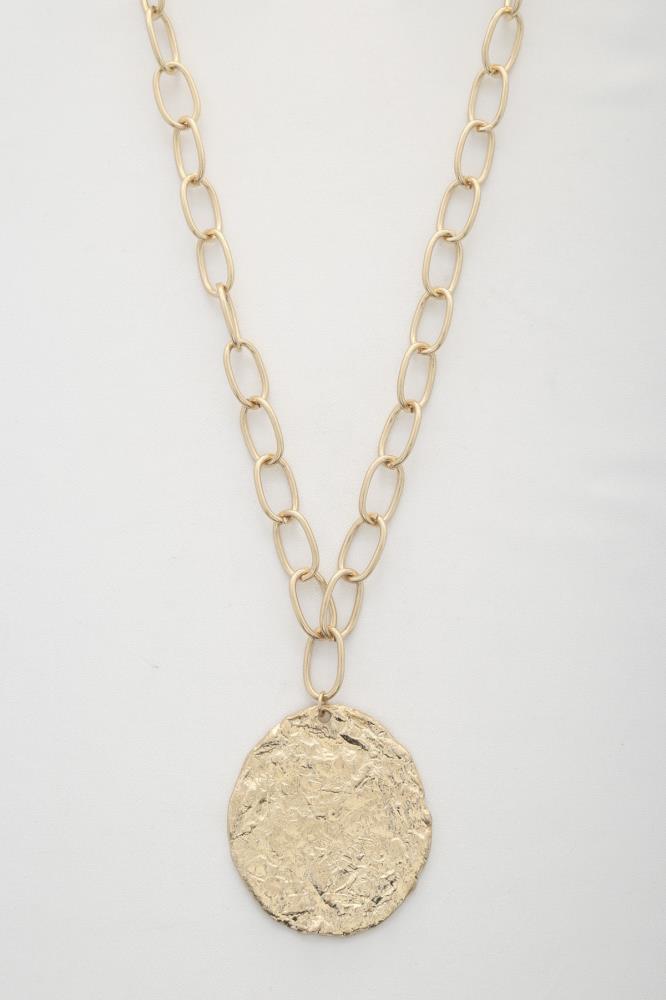 Collier à maillons ovales à pendentif rond