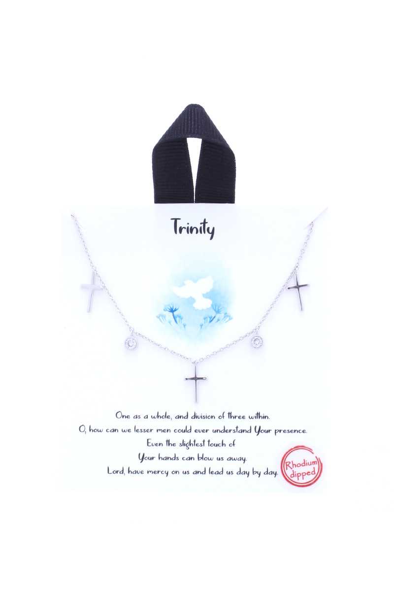 Collier à message avec breloque croix de la Trinité