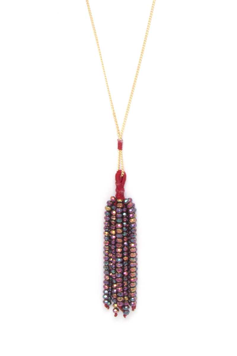 Collier à pampilles en perles multicolores