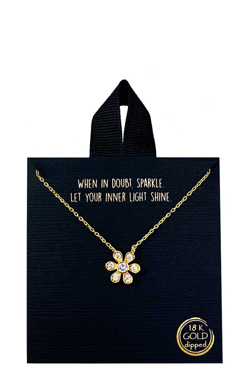 Collier à pendentif fleur trempé en or rhodié 18 carats