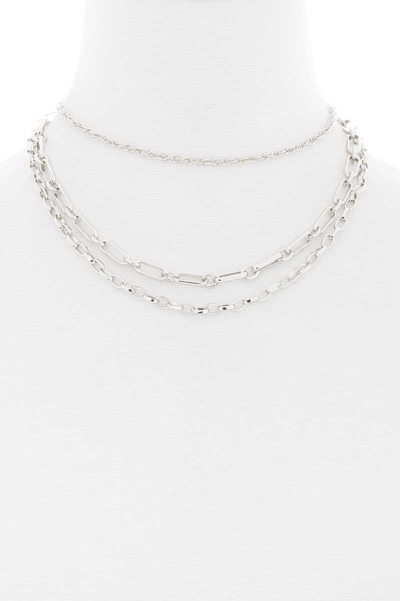 Collier de chaîne en métal à 3 couches