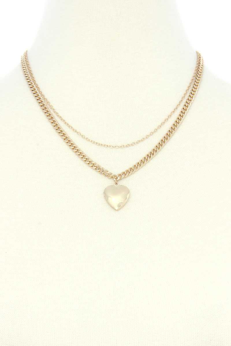 Collier de couche en métal avec breloque médaillon en forme de cœur