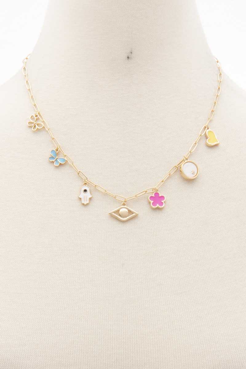 Collier de station de charme d'oeil de fleur de papillon