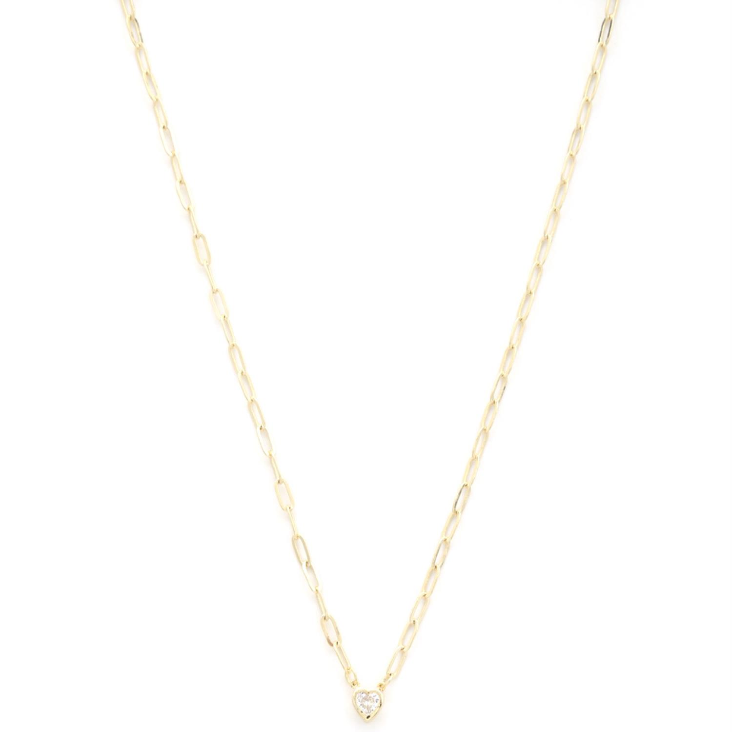 Collier en métal à maillons ovales avec breloque en forme de cœur délicat