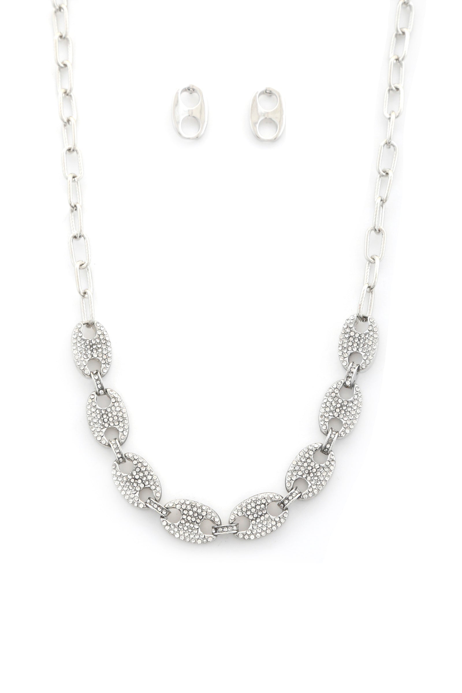 Collier en métal à maillons ovales en strass