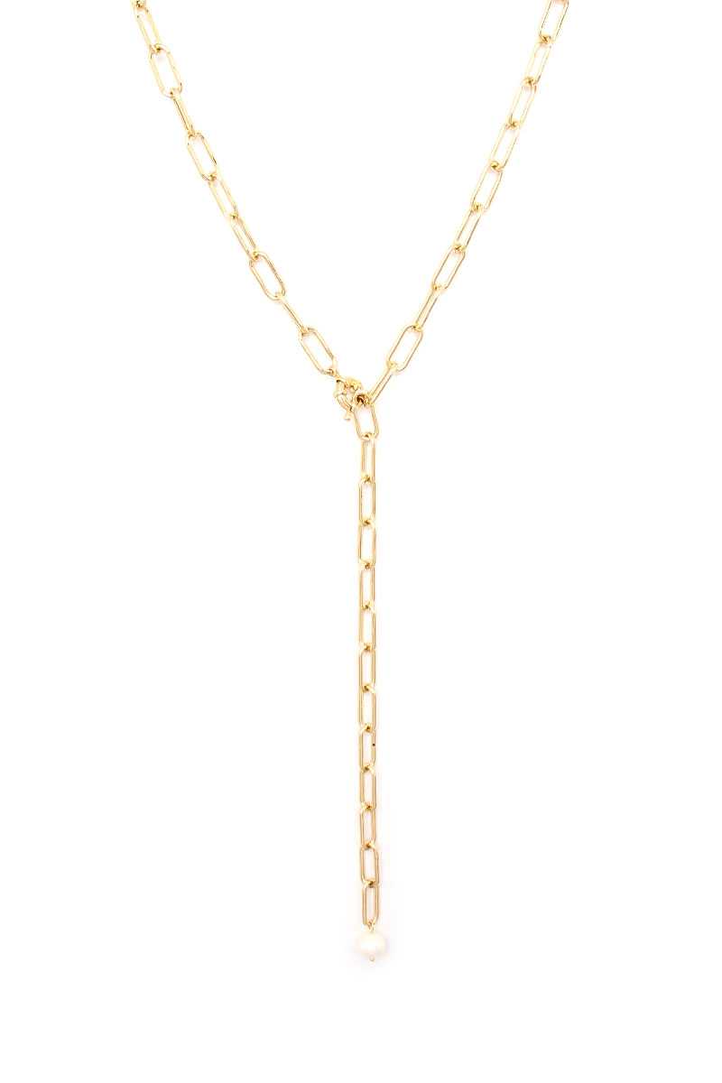 Collier en métal avec chaîne en Y et perles